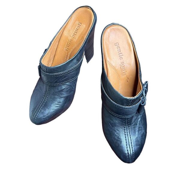 Gentle Souls Ophelia Black Leather Clog with Buckle Size 8 1/2 - Picture 4 of 11